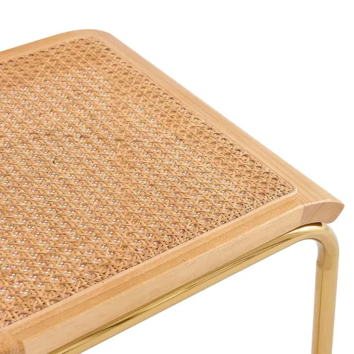 SEDIA WEBSTER DRITTA RATTAN NATURALE GAMBE DORATE