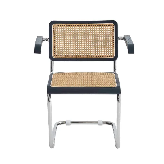 SEDIA WEBSTER CON BRACCIOLI NERO RATTAN PL 2