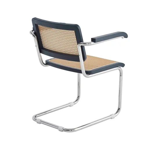 SEDIA WEBSTER CON BRACCIOLI NERO RATTAN PL