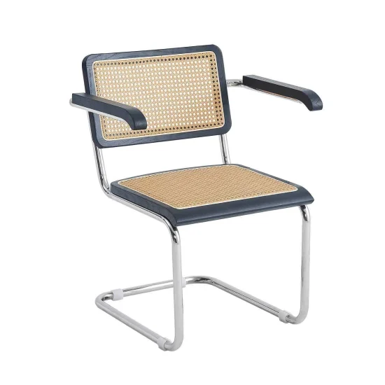 SEDIA WEBSTER CON BRACCIOLI NERO RATTAN PL