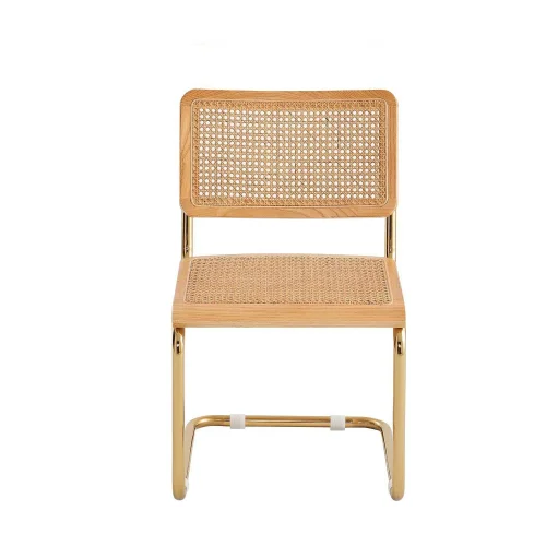 SEDIA WEBSTER DRITTA RATTAN NATURALE GAMBE DORATE