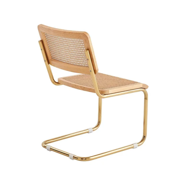 SEDIA WEBSTER DRITTA RATTAN NATURALE GAMBE DORATE