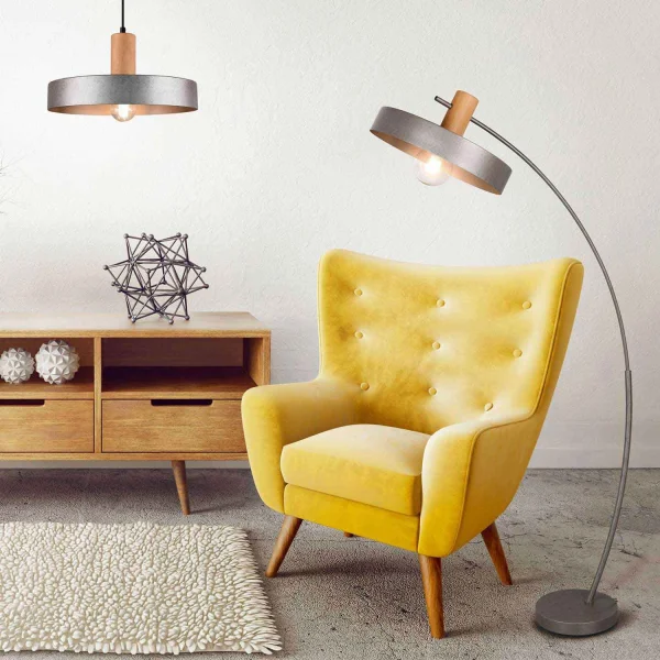 LAMPADA DA TERRA IN METALLO NICHEL ANTICO NIELS