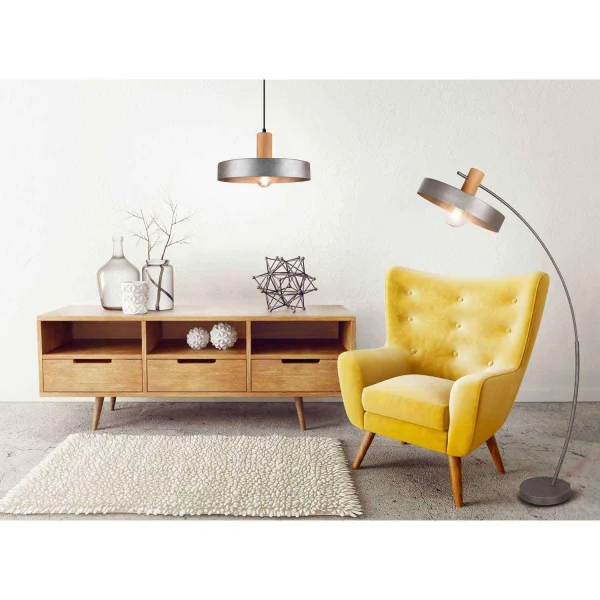 LAMPADA DA TERRA IN METALLO NICHEL ANTICO NIELS