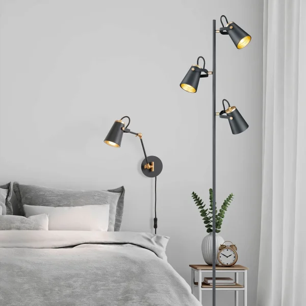 APPLIQUE DA PAREDE IN METALLO NERO E14 QUILES