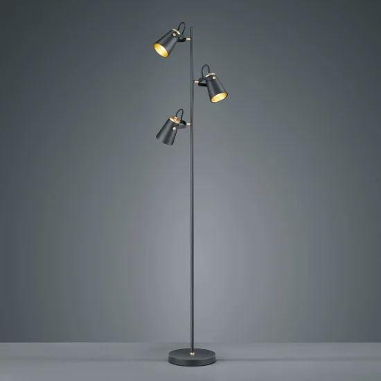LAMPADA DA TERRA 3 LUCI METALLO NERO E14 QUILES 2