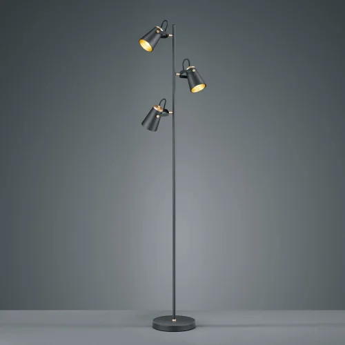 LAMPADA DA TERRA 3 LUCI METALLO NERO E14 QUILES