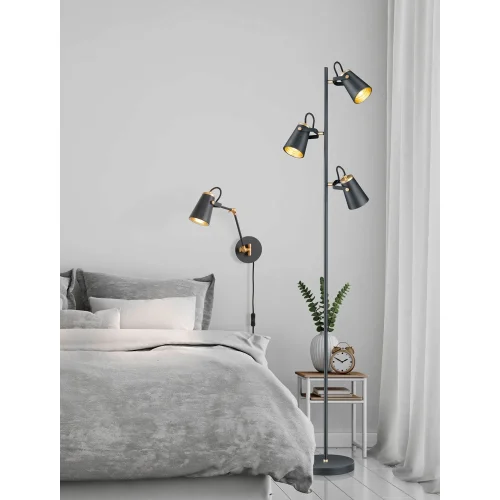 LAMPADA DA TERRA 3 LUCI METALLO NERO E14 QUILES