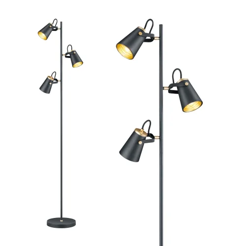 LAMPADA DA TERRA 3 LUCI METALLO NERO E14 QUILES