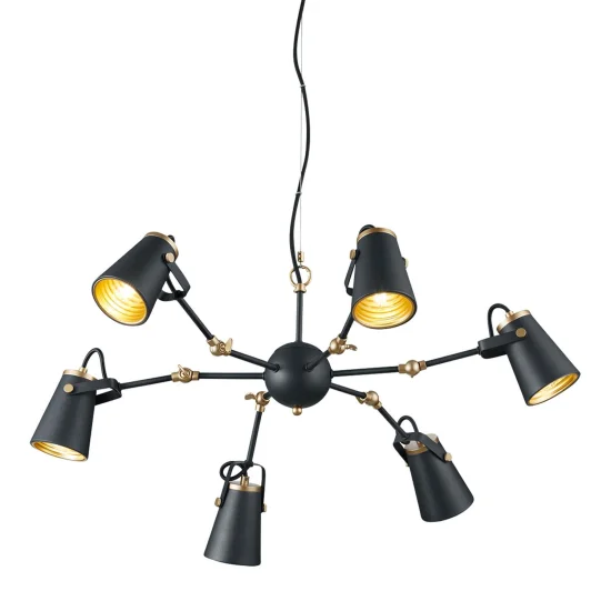 LAMPADA DA SOFFITTO 6 LUCI METALLO NERO E14 QUILES 2