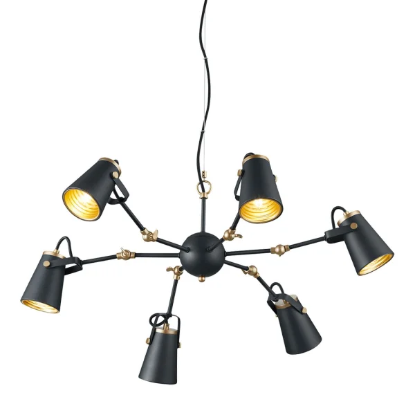 LAMPADA DA SOFFITTO 6 LUCI METALLO NERO E14 QUILES