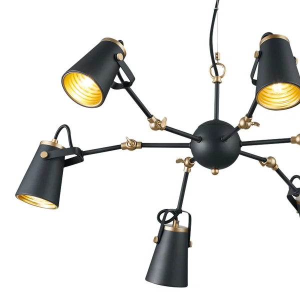 LAMPADA DA SOFFITTO 6 LUCI METALLO NERO E14 QUILES