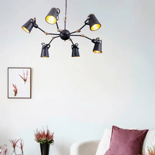 LAMPADA DA SOFFITTO 6 LUCI METALLO NERO E14 QUILES