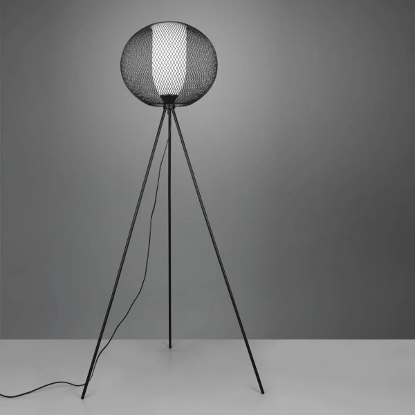 LAMPADA DA TERRA DI METALLO GRIGLIA NERA IDRIS