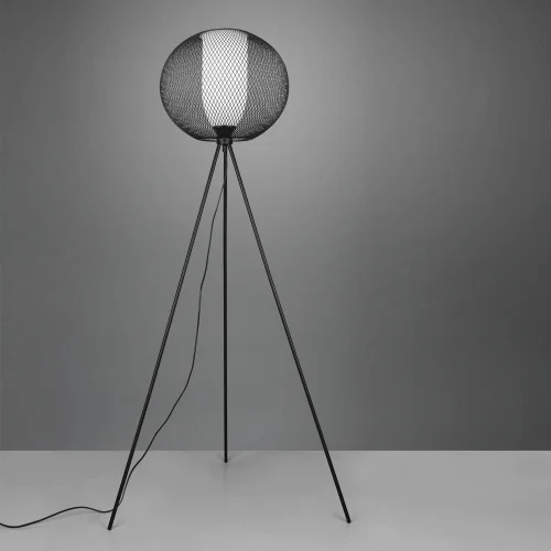 LAMPADA DA TERRA DI METALLO GRIGLIA NERA IDRIS