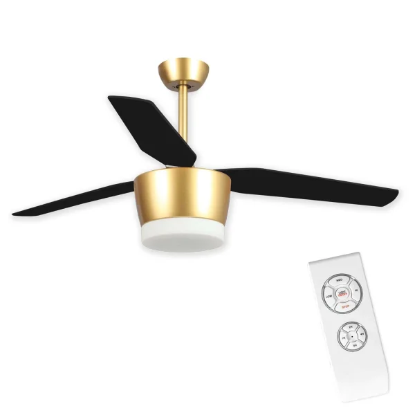 VENTILATORE DA SOFFITTO LED KAWAI 18W NERO ORO / FAGGIO