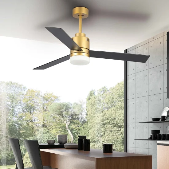 VENTILATORE DA SOFFITTO LED 18W REGOLABILE ORO NERO/FAGGIO GODRIC 2