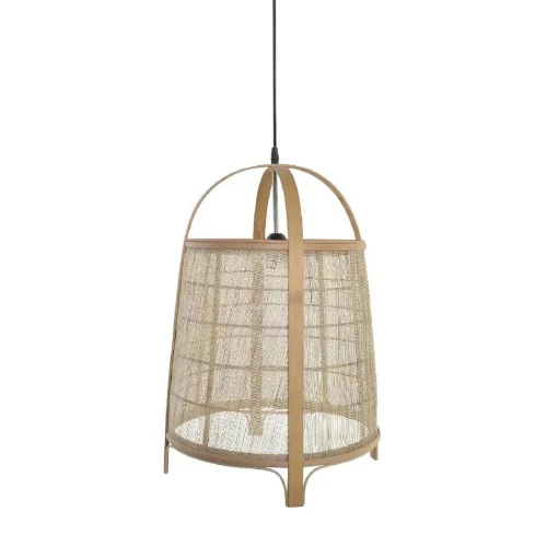 LAMPADA DA SOFFITTO IN BAMBÙ NATURALE E LINO KEIKO