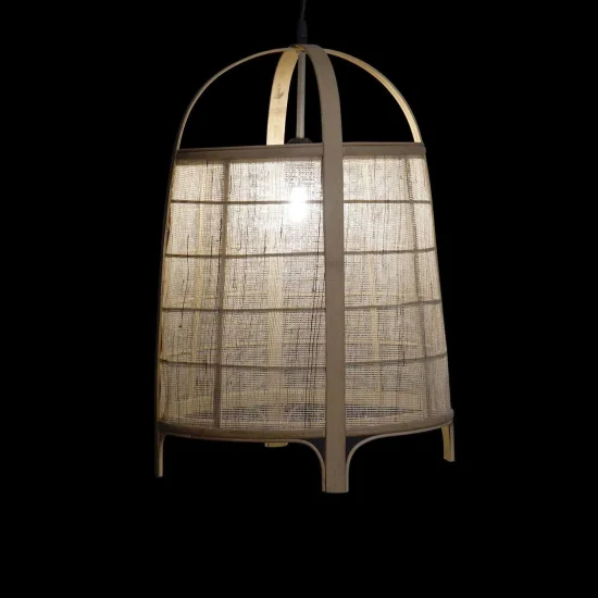 LAMPADA DA SOFFITTO IN BAMBÙ NATURALE E LINO KEIKO 2