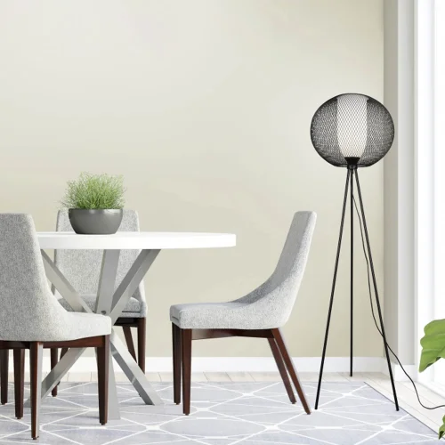 LAMPADA DA TERRA DI METALLO GRIGLIA NERA IDRIS