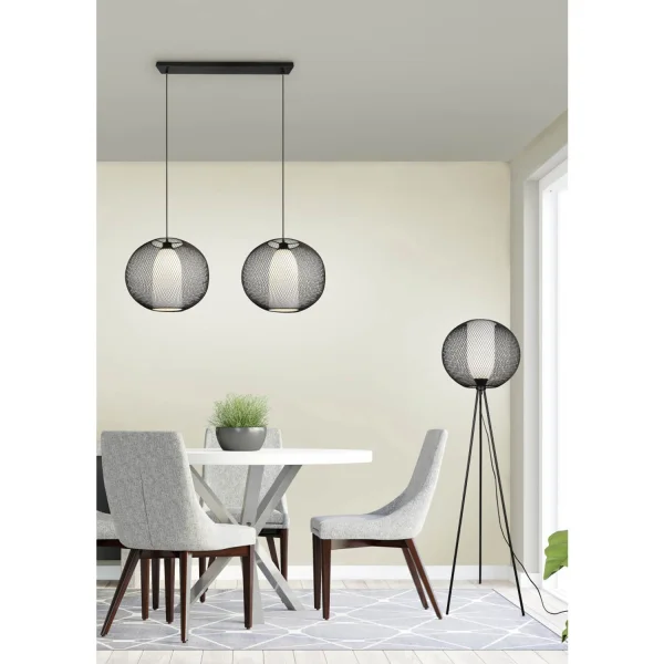 LAMPADA DA TERRA DI METALLO GRIGLIA NERA IDRIS