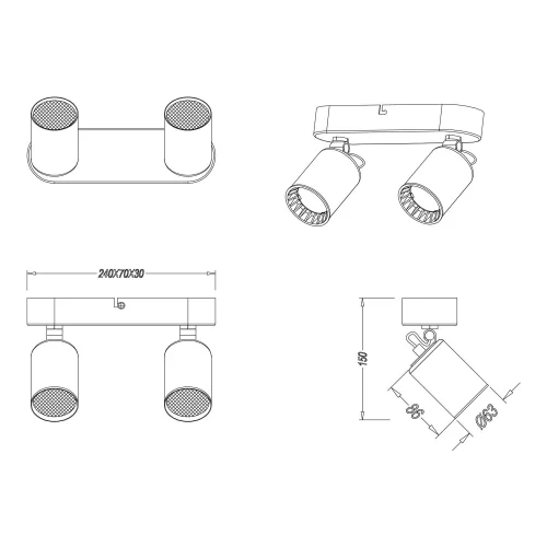 FARETTO 2 LUCI METALLO BIANCO GU10 WERNER