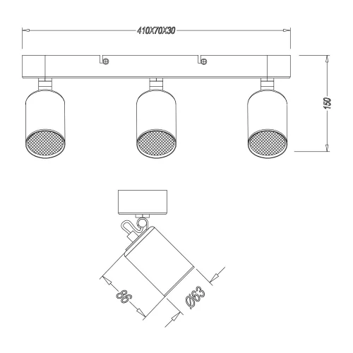 FARETTO 3 LUCI METALLO NERO GU10 WERNER