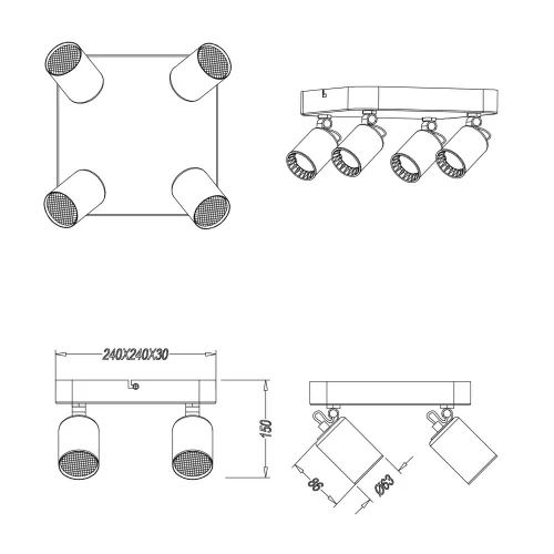 FARETTO 4 LUCI METALLO BIANCO GU10 WERNER