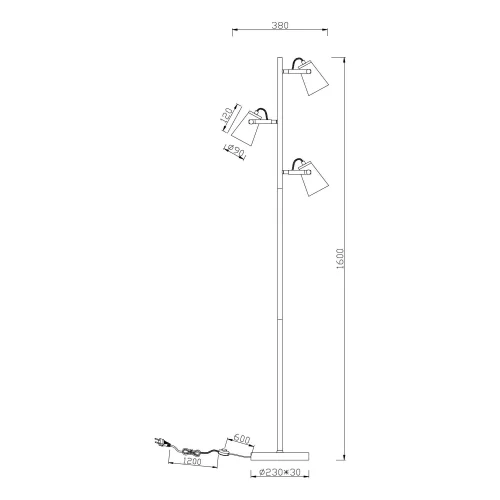 LAMPADA DA TERRA 3 LUCI METALLO NERO E14 QUILES