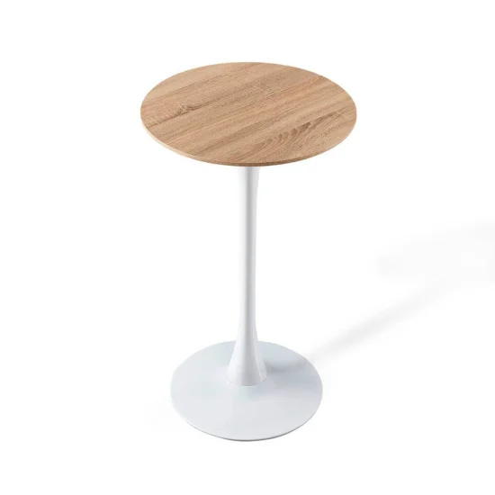 TAVOLO ALTO SAN ANTONI Ø60 CM BIANCO/QUERCIA NATURALE 2