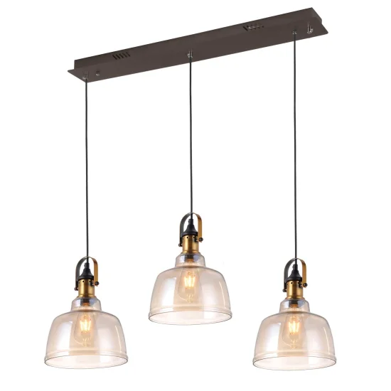 LAMPADA DA SOFFITTO 3 LUCI FEBRUARY CRISTALLO CHAMPAGNE BASE RETTANGOLARE
