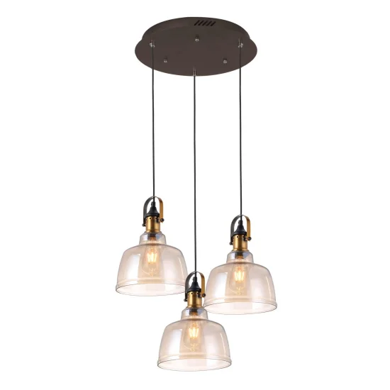 LAMPADA DA SOFFITTO 3 LUCI FEBRUARY CRISTALLO CHAMPAGNE BASE CIRCOLARE