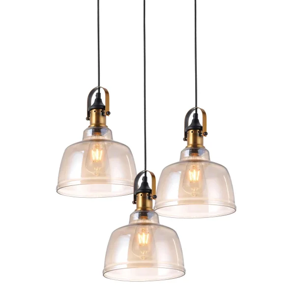 LAMPADA DA SOFFITTO 3 LUCI FEBRUARY CRISTALLO CHAMPAGNE BASE CIRCOLARE