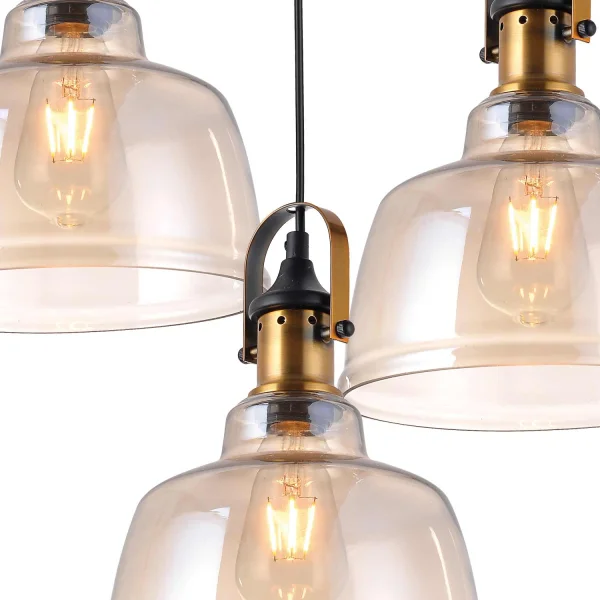 LAMPADA DA SOFFITTO 3 LUCI FEBRUARY CRISTALLO CHAMPAGNE BASE CIRCOLARE