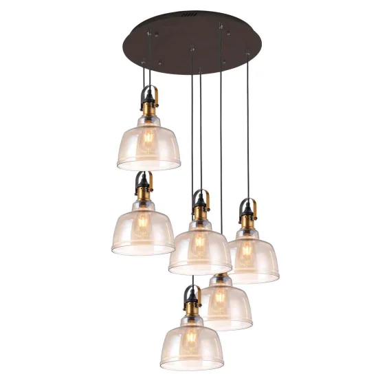 LAMPADA DA SOFFITTO 6 LUCI FEBRUARY CRISTALLO CHAMPAGNE E27