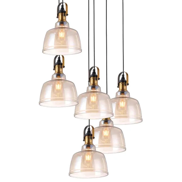 LAMPADA DA SOFFITTO 6 LUCI FEBRUARY CRISTALLO CHAMPAGNE E27