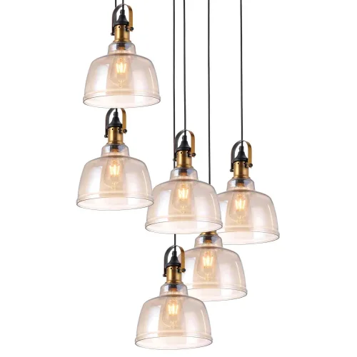 LAMPADA DA SOFFITTO 6 LUCI FEBRUARY CRISTALLO CHAMPAGNE E27