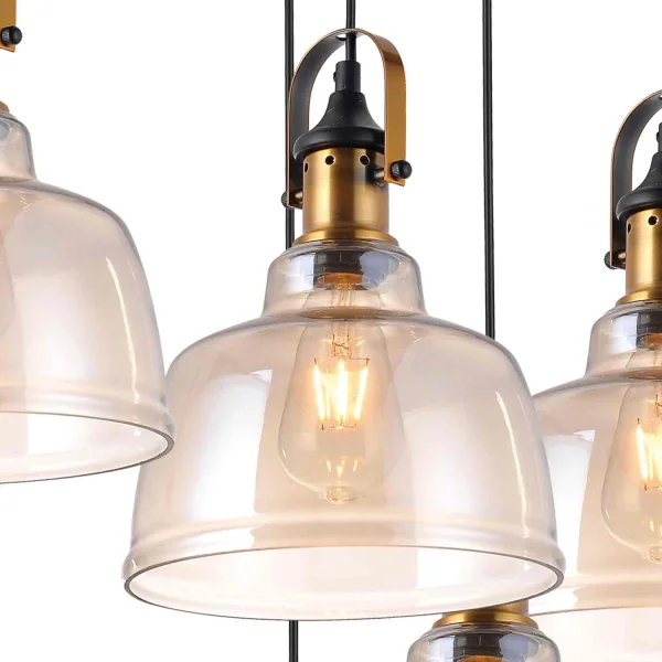 LAMPADA DA SOFFITTO 6 LUCI FEBRUARY CRISTALLO CHAMPAGNE E27