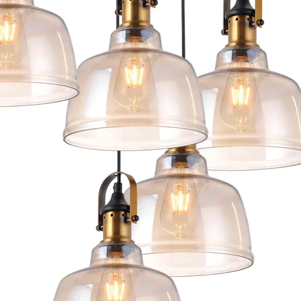 LAMPADA DA SOFFITTO 6 LUCI FEBRUARY CRISTALLO CHAMPAGNE E27