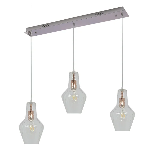 LAMPADA DA SOFFITTO 3 LUCI BASE RETTANGOLARE ORO ROSA MAVERICK