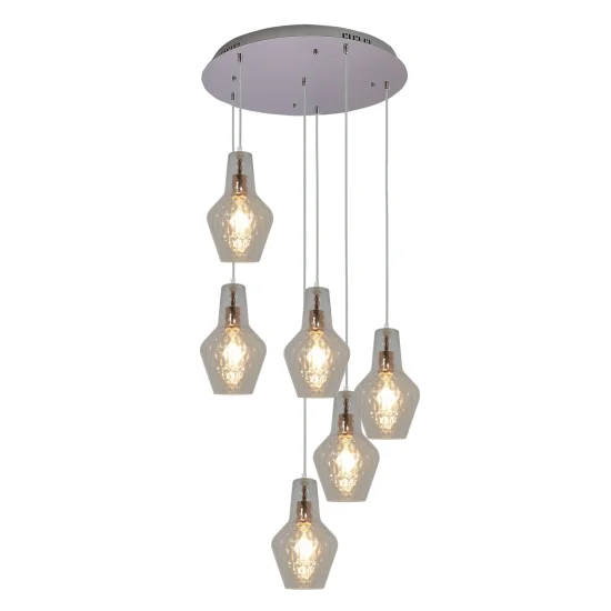 LAMPADA DA SOFFITTO 6 LUCI Ø 80 CM ORO ROSA MAVERICK