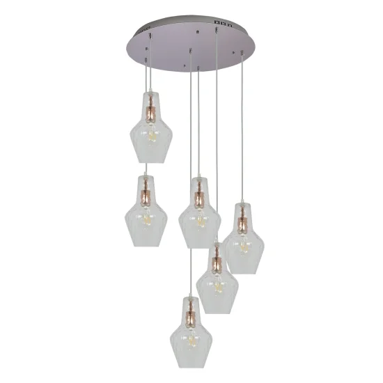 LAMPADA DA SOFFITTO 6 LUCI Ø 80 CM ORO ROSA MAVERICK 2