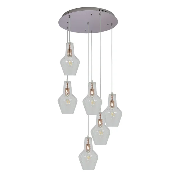 LAMPADA DA SOFFITTO 6 LUCI Ø 80 CM ORO ROSA MAVERICK