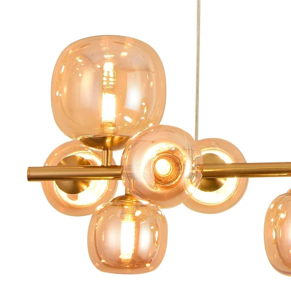 LAMPADA DA SOFFITTO A 8 LUCI IN FERRO DORATO NICOLETTA