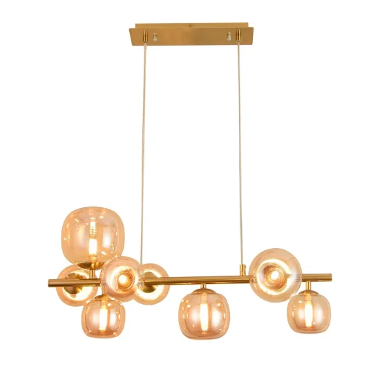 LAMPADA DA SOFFITTO A 8 LUCI IN FERRO DORATO NICOLETTA 2