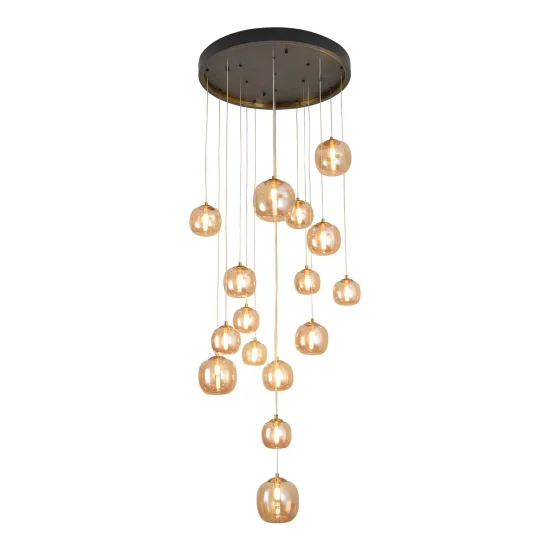 LAMPADA DA SOFFITTO 16 LUCI FERRO NERO/BRONZO NICOLETTA