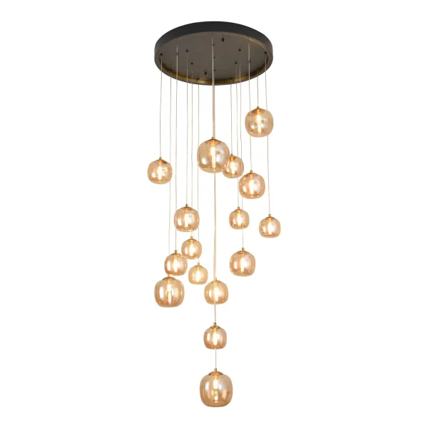 LAMPADA DA SOFFITTO 16 LUCI FERRO NERO/BRONZO NICOLETTA