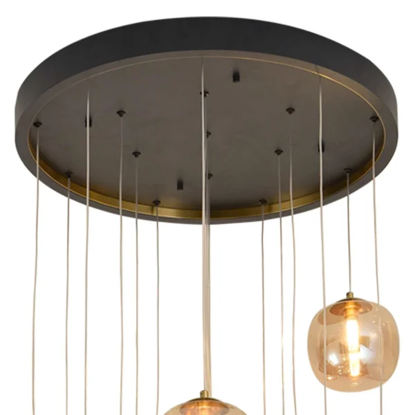 LAMPADA DA SOFFITTO 16 LUCI FERRO NERO/BRONZO NICOLETTA