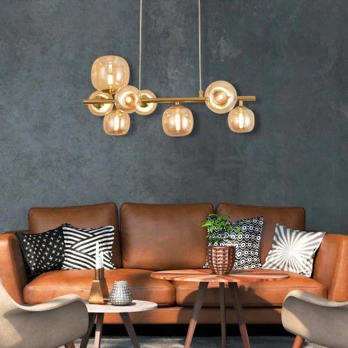 LAMPADA DA SOFFITTO A 8 LUCI IN FERRO DORATO NICOLETTA