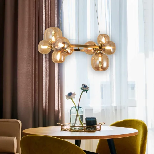 LAMPADA DA SOFFITTO 11 LUCI FERRO DORATO NICOLETTA